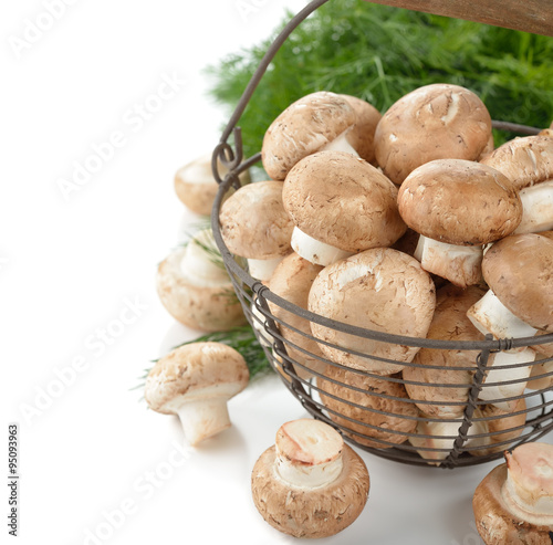 Royal mushrooms in a basket