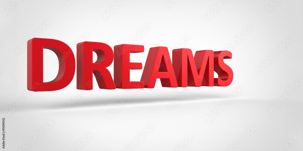 Dreams 3D text Illustration of motivational word Render isolated on White grey gray Background Dreams 3D text Illustration of motivational word Render isolated on White grey gray Background