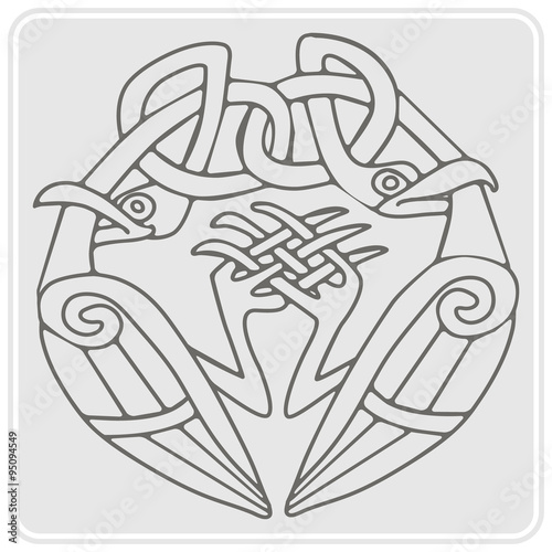 monochrome icon with Celtic art and ethnic ornaments for your design