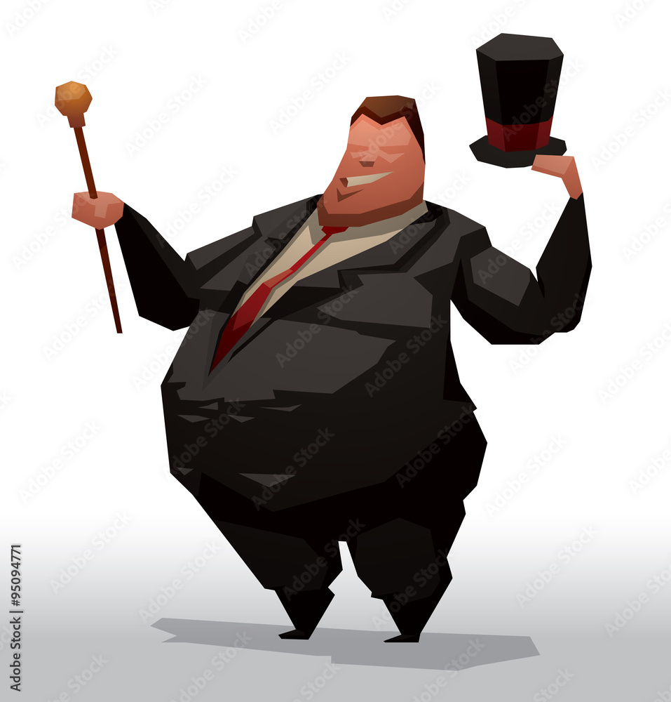 Cartoon Fat Man In Suit