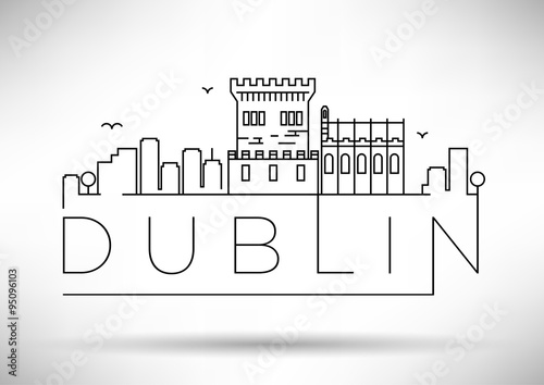 Linear Dublin City Silhouette with Typographic Design