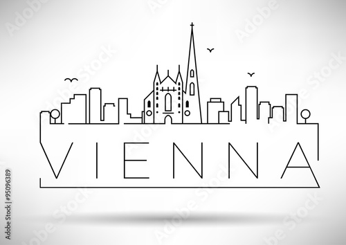 Linear Vienna City Silhouette with Typographic Design