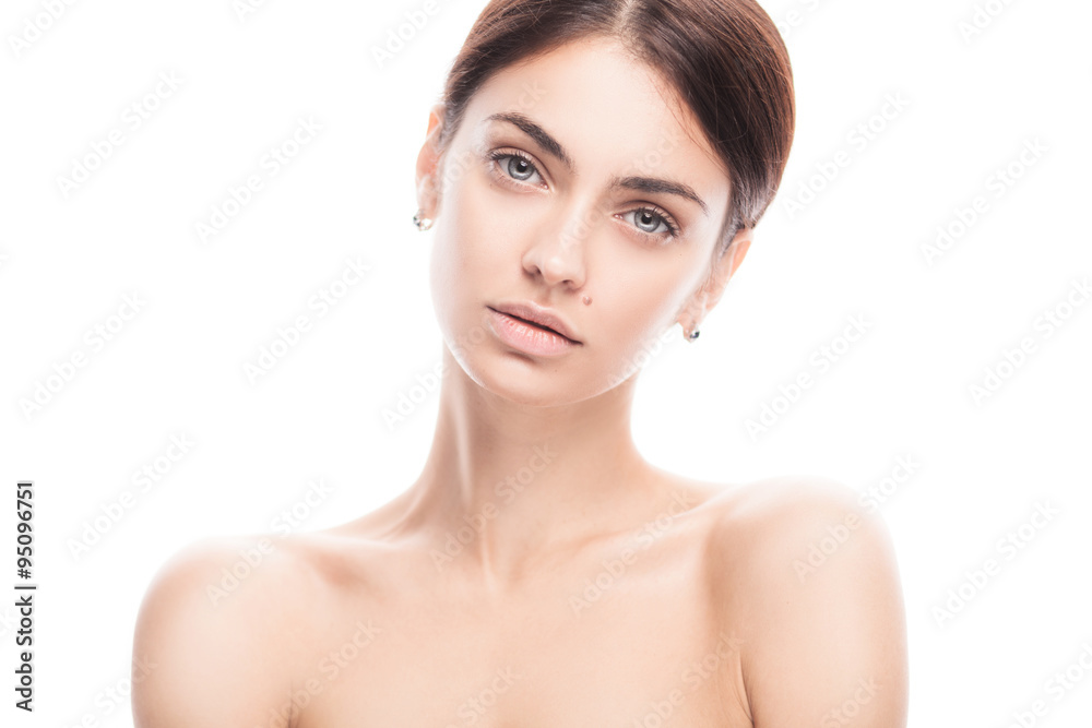 closeup portrait of young adult woman with clean fresh skin closeup portrait of young adult woman with clean fresh skin
