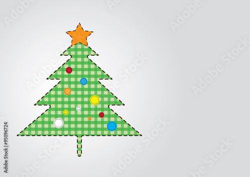 Cristmas Tree Creation in Green Shades/Vector Christmas tree rounded by dashed lines.Green and Light Green inner pattern 