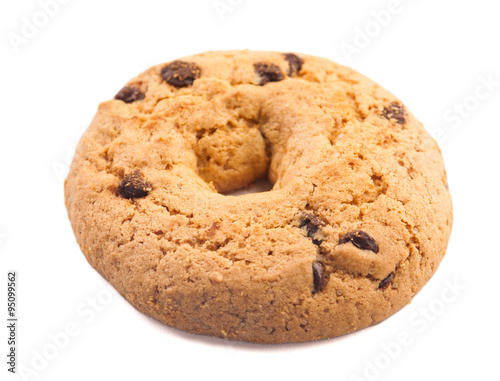 Chocolate chip cookie isolated on white background