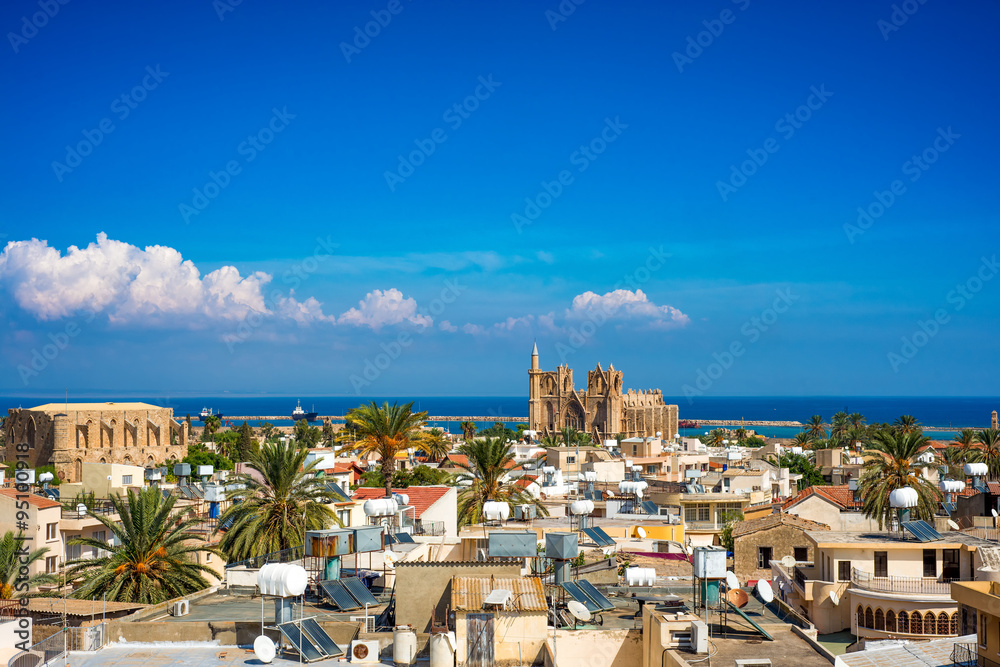 Old town of Famagusta (Gazimagusa), Cyprus. High elivated view