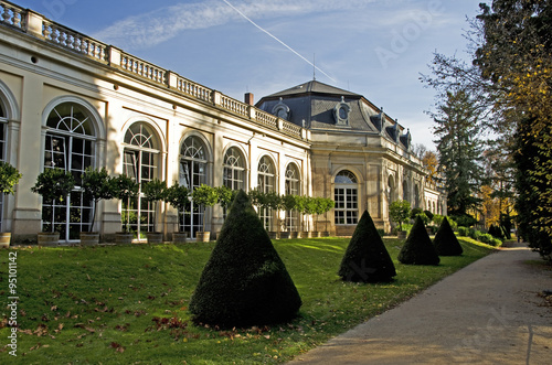 Botanical garden in Pillnitz palace.Winter garden building in Pillnitz castle during autumn, Dresden,Saxony,Germany