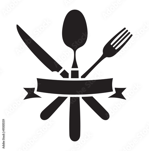 Cutlery - knife, fork and spoon restaurant vector icon
