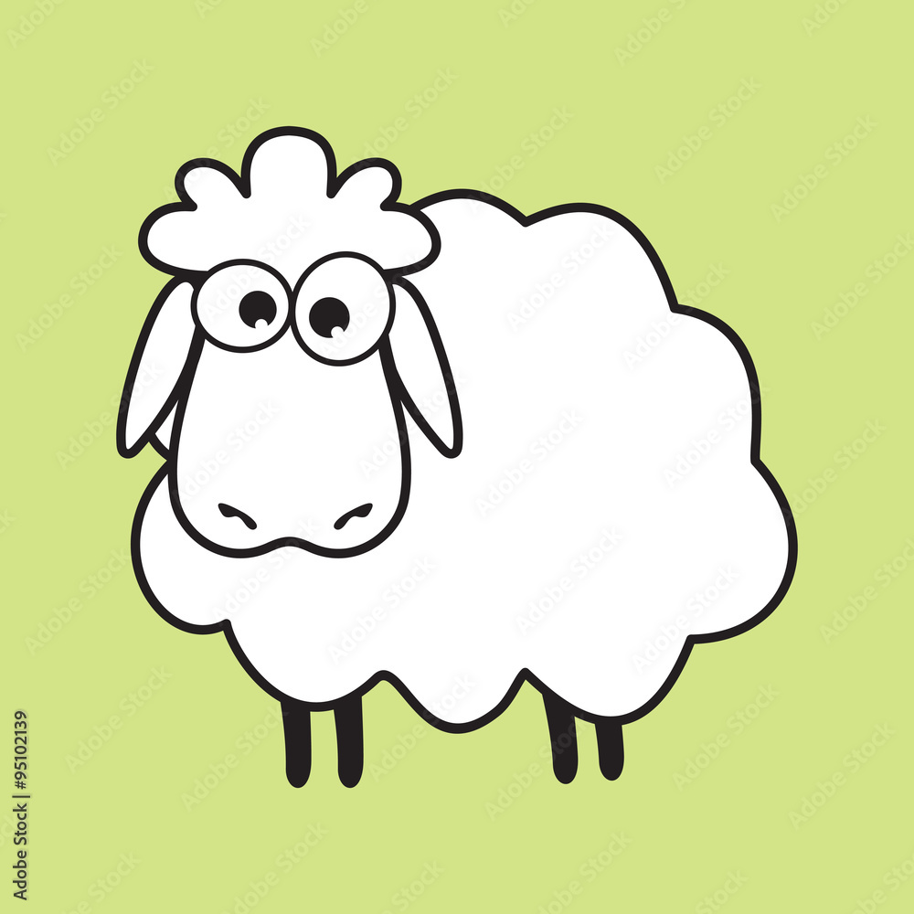 Obraz premium Cute white sheep