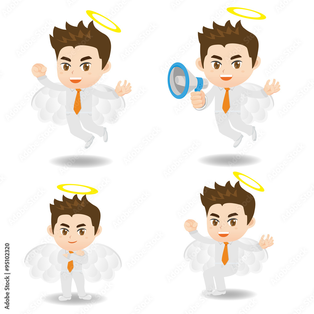 cartoon angel Businessman positive thinking cartoon angel Businessman positive thinking