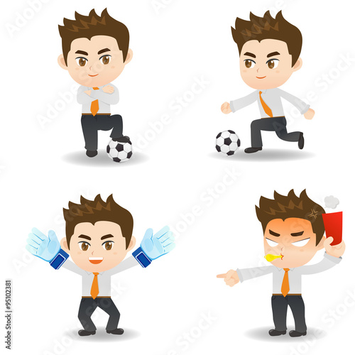cartoon illustration Businessman with soccer