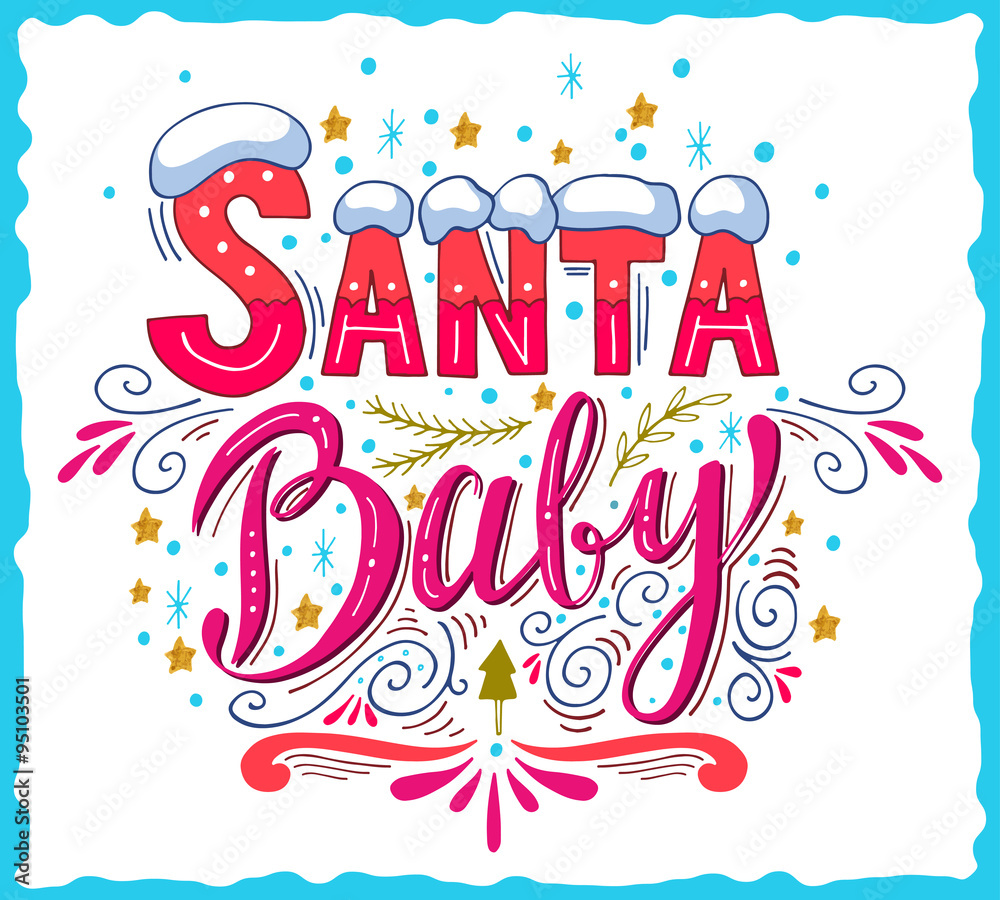 Merry Christmas retro poster with hand lettering Merry Christmas retro poster with hand lettering