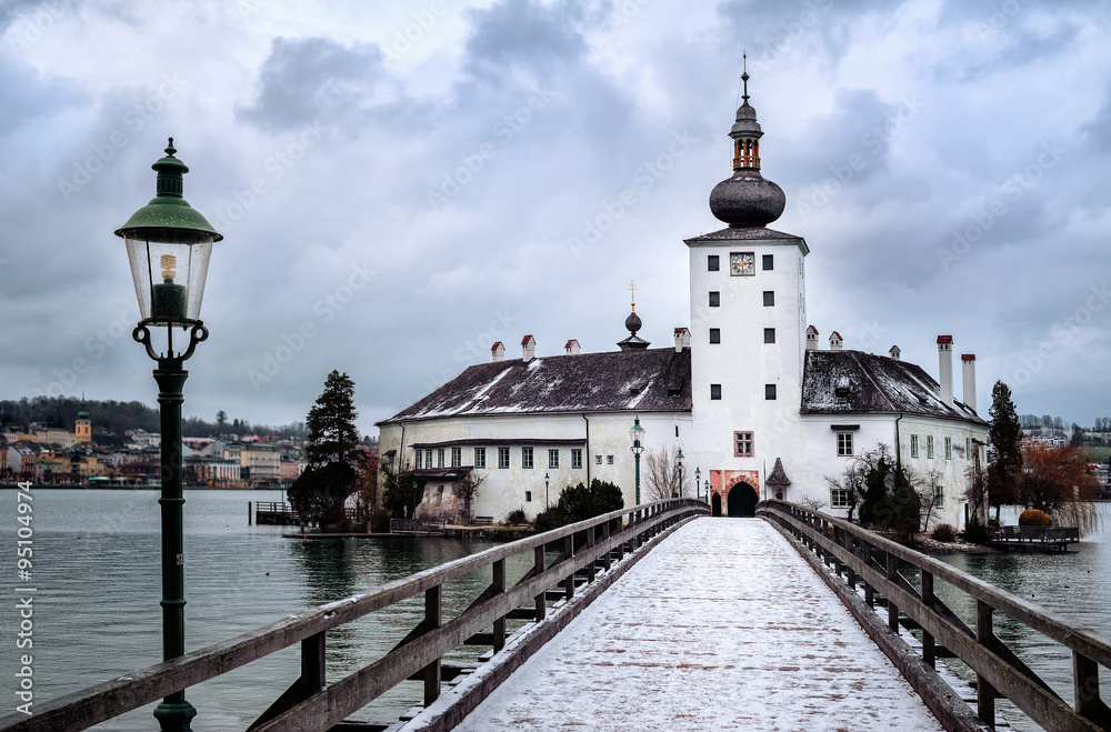 Church on a lake island in Gmunden near Salzburg, Austria