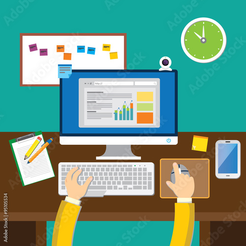 working desk workspace in the office 