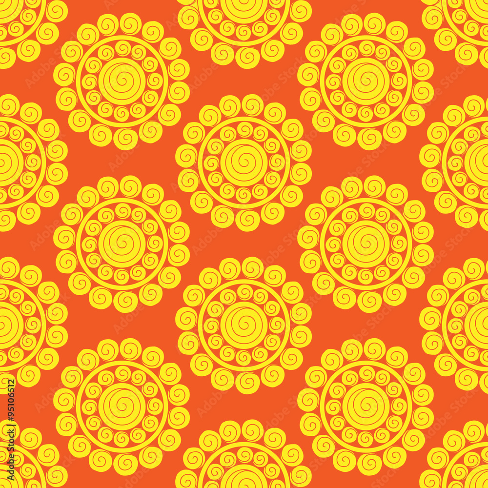 Fototapeta premium Retro seamless pattern with suns. Retro seamless patterns set.