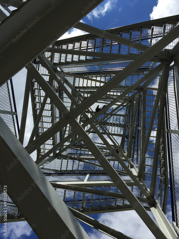 Zig zag stairway to a tower top