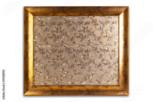 Decorative golden frame isolated on white. Golden abstract pattern inside. © daviles