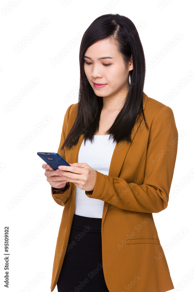 Asian Young Businesswoman use of the cellphone Asian Young Businesswoman use of the cellphone