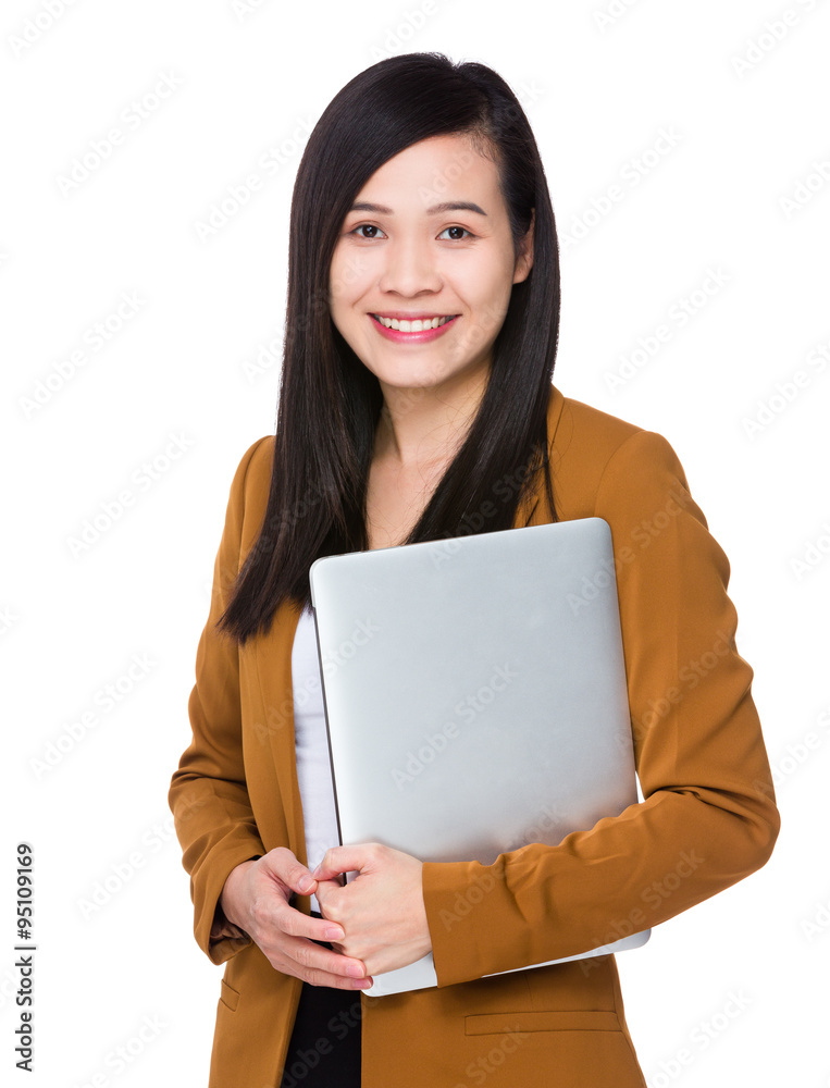 Businesswoman hold with laptop computer Businesswoman hold with laptop computer