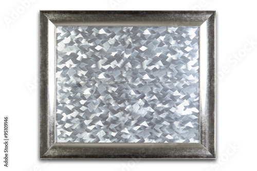 Decorative silver frame isolated on white. Silver pattern inside.