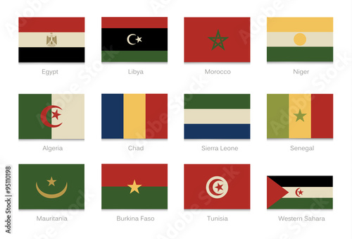 African flags with vintage colors. Part 1