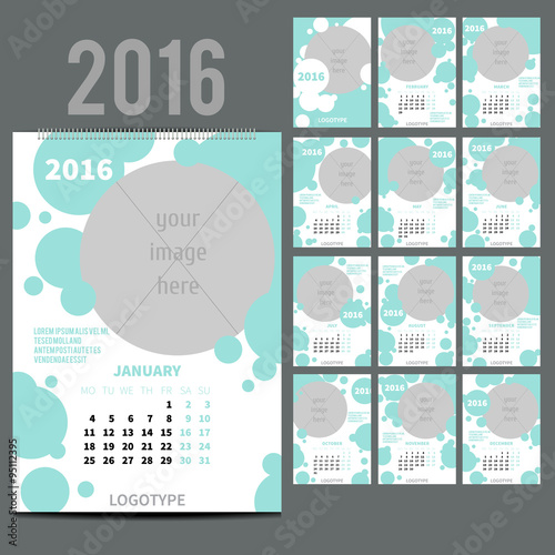 Geometrical calendar of 2016. Vector illustration