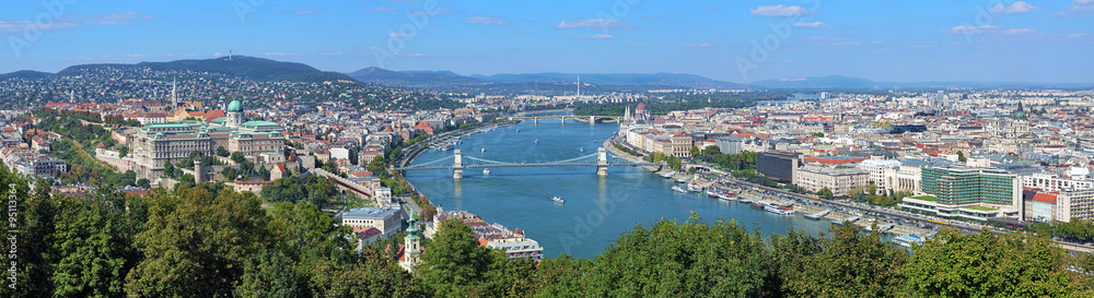 Panorama of Budapest, view from Gellert Hill, Hungary Panorama of Budapest, view from Gellert Hill, Hungary
