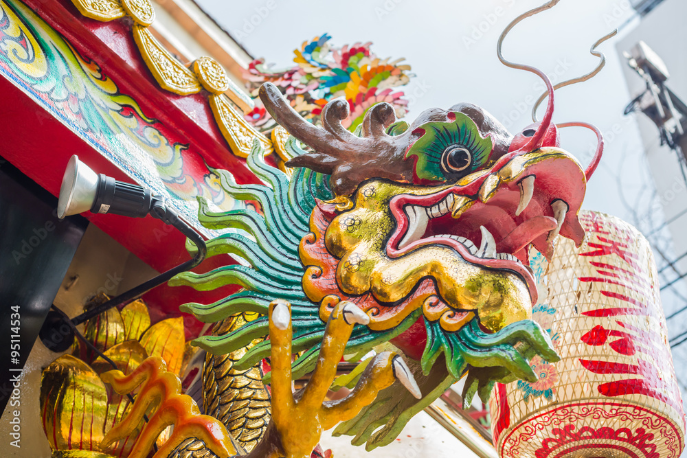 detail at temple in Bangkok, Thailand