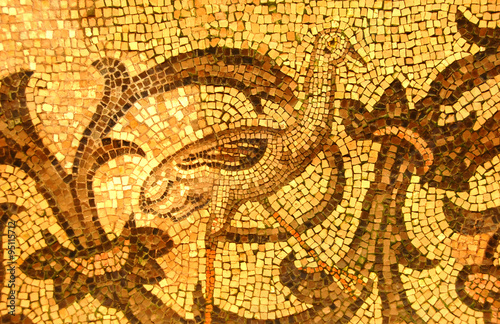 magnificent roman mosaic of a crane
