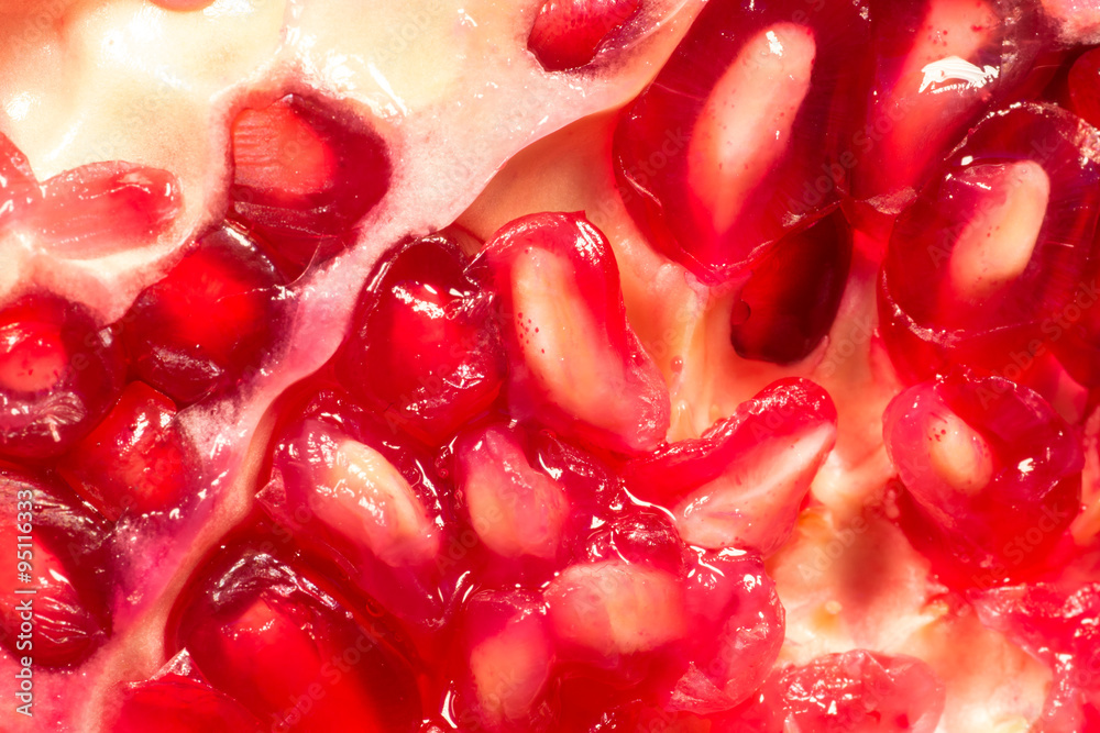 Macro Close-Up of a Ripe Succulent Pomegranate Macro Close-Up of a Ripe Succulent Pomegranate