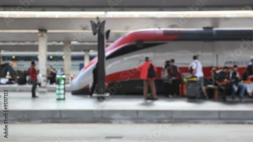 Train arrives at train station