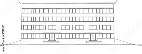 Abstract 3D render of building wireframe - Vector illustration