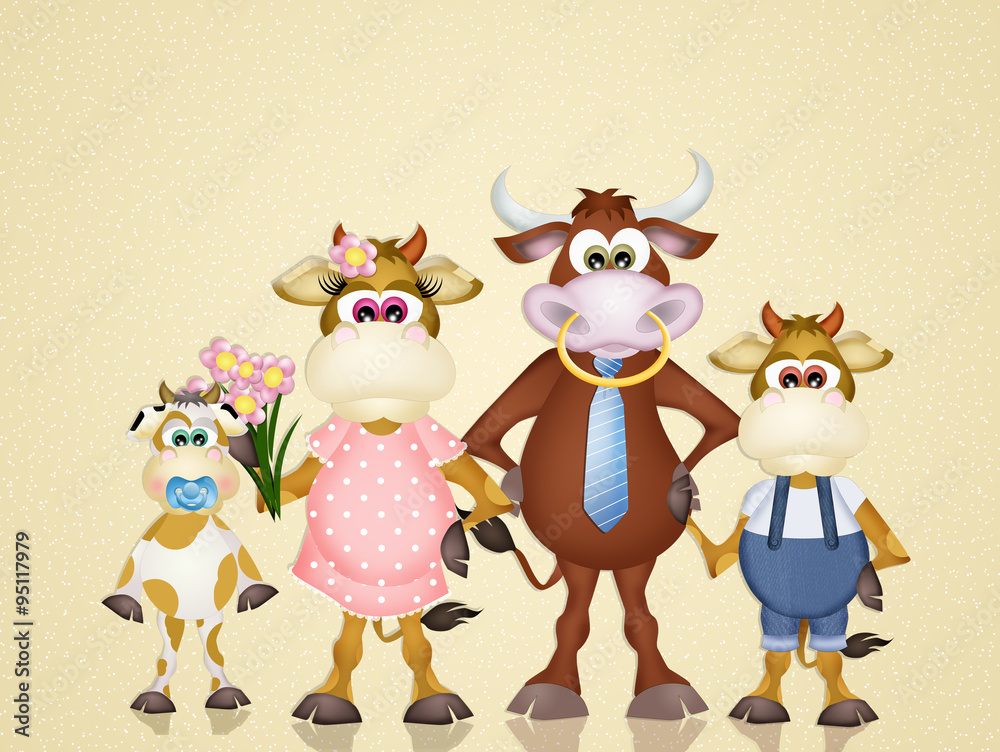 Naklejka premium family cows