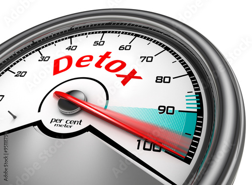 Detox level conceptual meter indicate hundred per cent