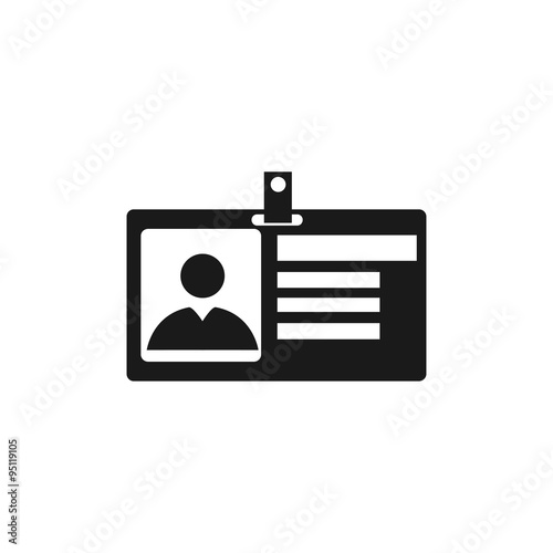 Identification card icon. Flat design style.