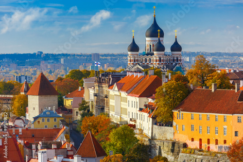 Aerial view old town, Tallinn, Estonia