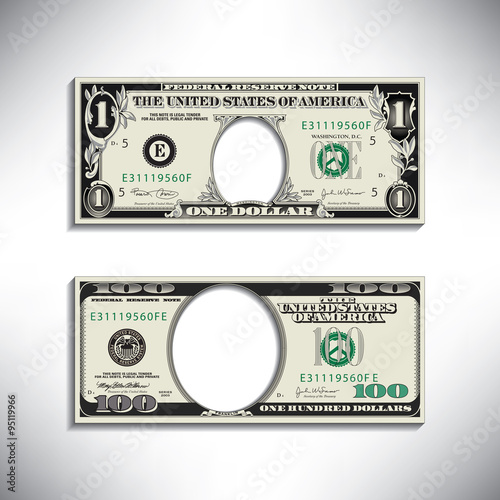 Stylized money looses face for print or web
