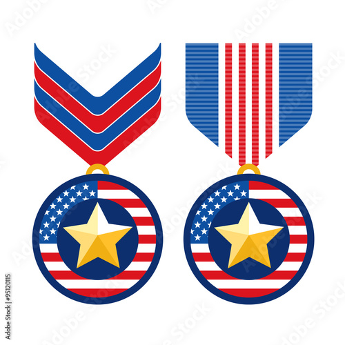veterans day flat medals icons