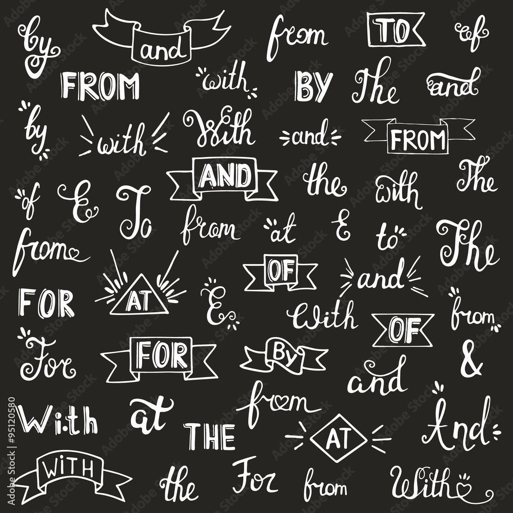 Set of hand sketched ampersands and catchwords Set of hand sketched ampersands and catchwords