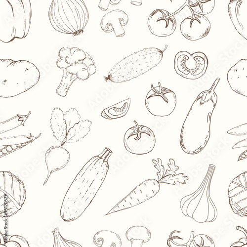 Vegetables with name seamless pattern.