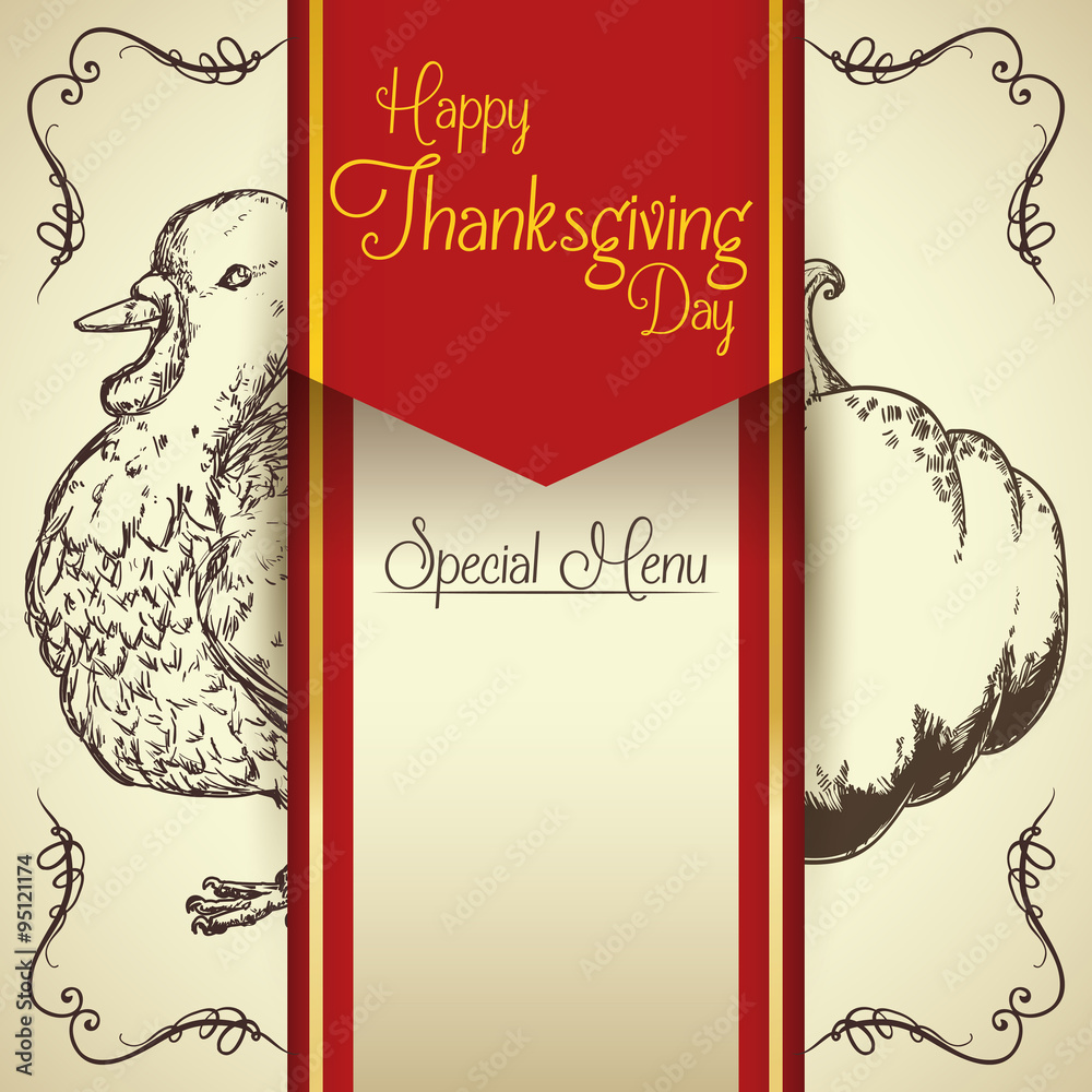 Special Thanksgiving Menu, Vector Illustration