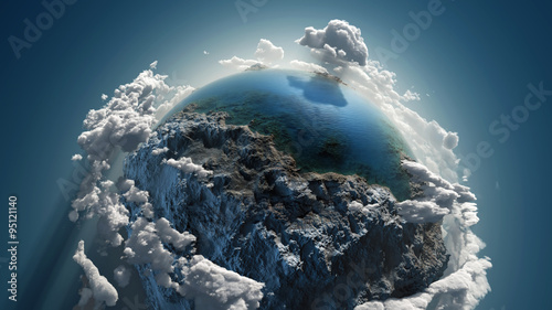 Cloud earth in space
