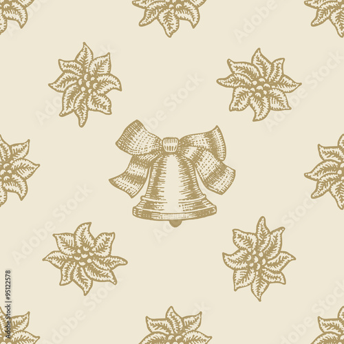 poinsettia christmas bell flower pattern seamless background
