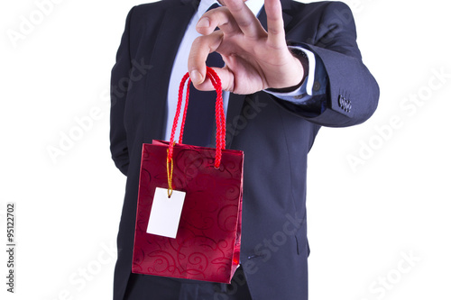 businessman with gift package