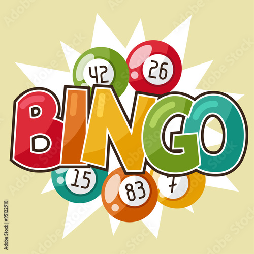 Bingo or lottery retro game illustration with balls