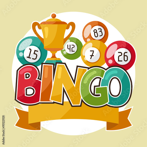 Bingo or lottery retro game illustration with and award