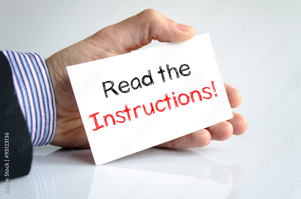 Read the instructions text concept Read the instructions text concept