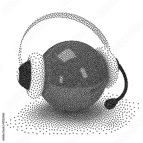 Dotwork Halftone Vector Orb with Headset