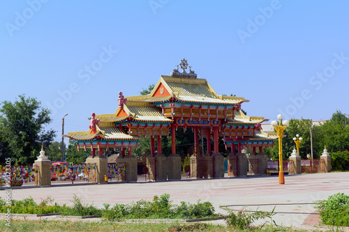 The central entrance to the temple  Golden Abode of Buddha Shakyamuni 