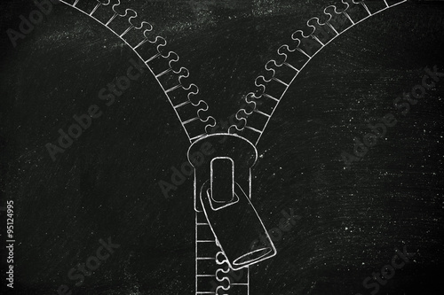chalk outline zipper illustration with copyspace
